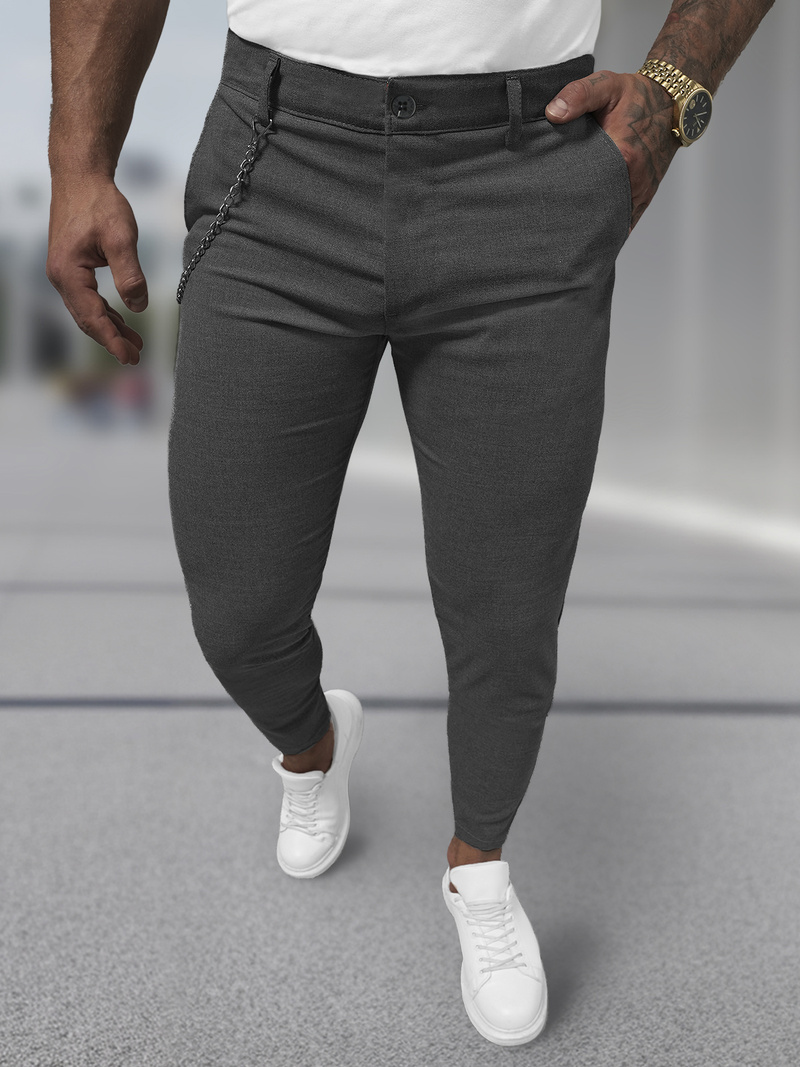 Pantaloni chino bărbaţi antracit OZONEE DJ/3300