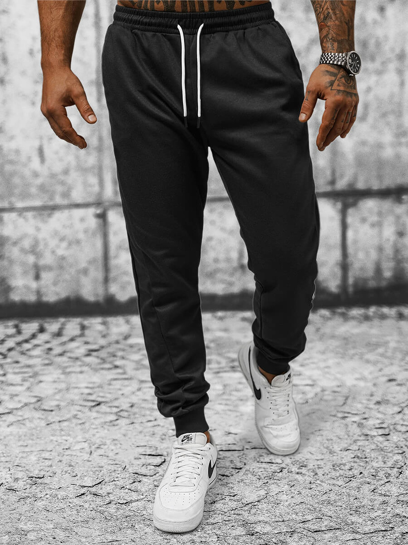 Pantaloni de trening bărbaţi negri OZONEE JS/8K205