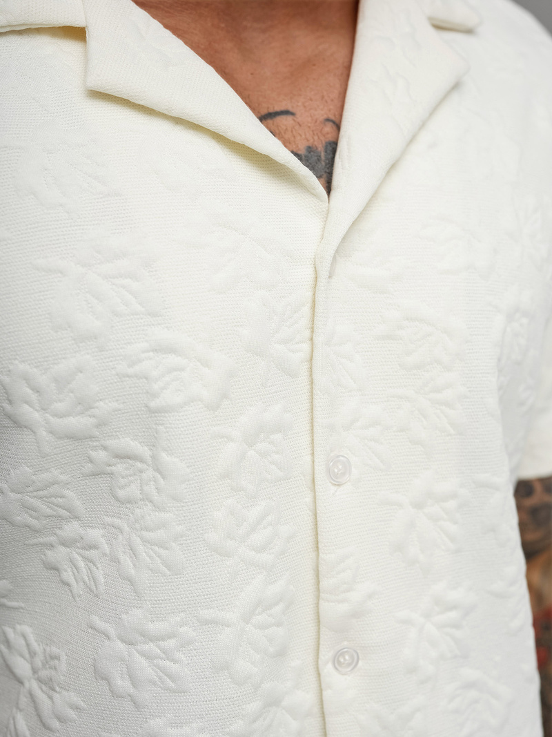 Cămașă cu mâneca scurtă bărbați écru OZONEE O/B2258