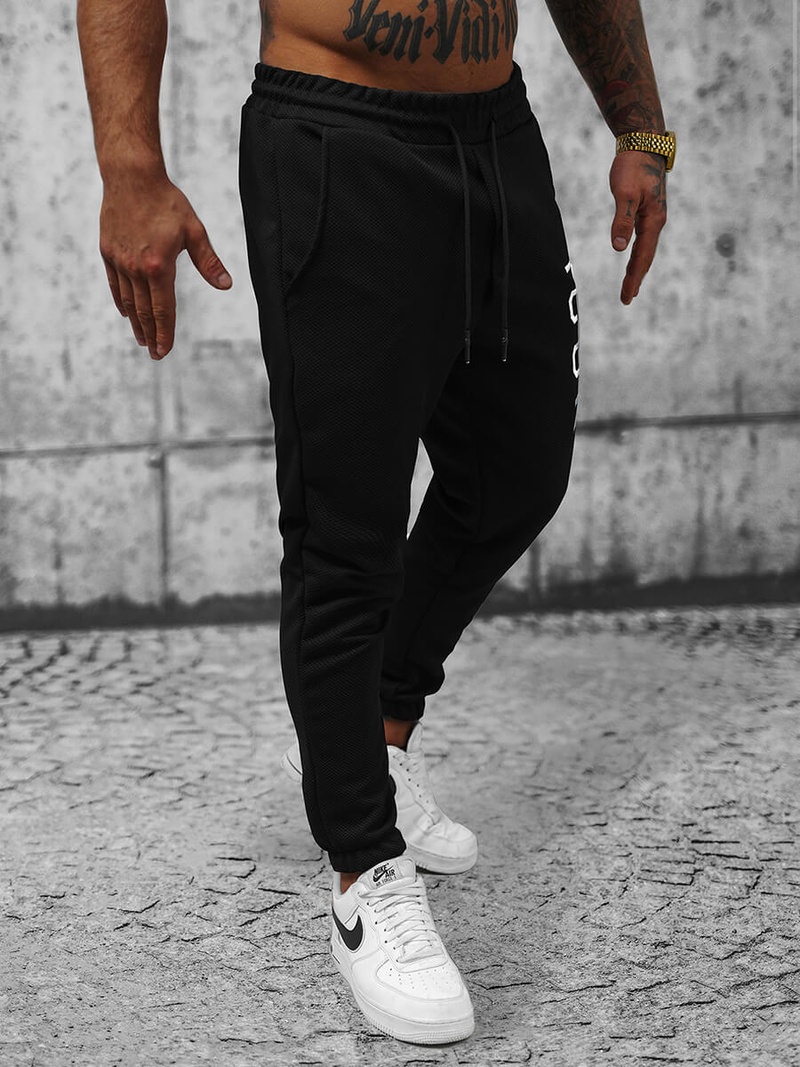 Pantaloni de trening bărbaţi negri OZONEE O/D9125