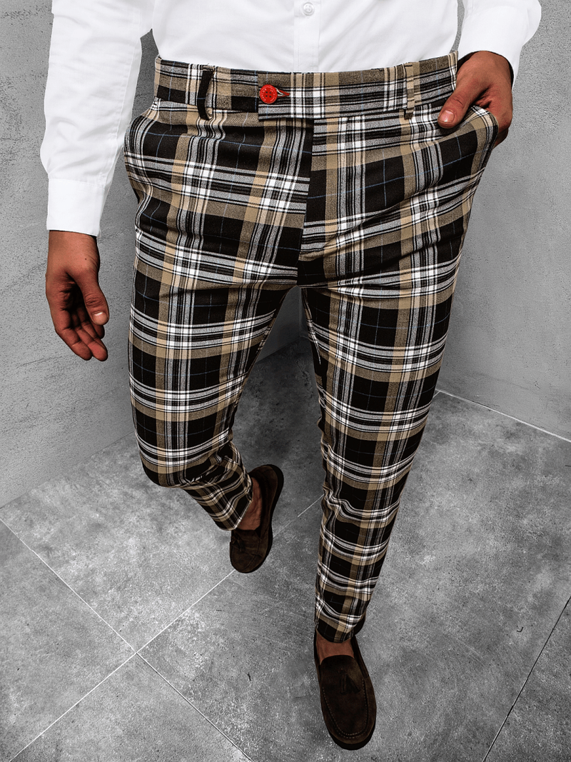 Pantaloni chino bărbaţi negri-bej OZONEE DJ/5593