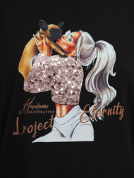 Tricou femei negri OZONEE JS/95T2575/3