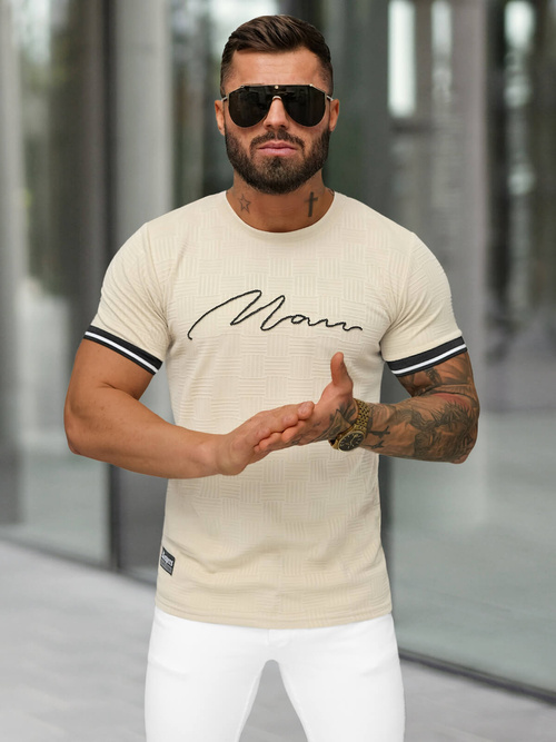 Tricou bărbați bej OZONEE O/QS11628