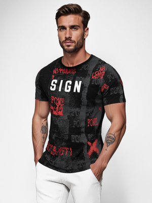 Tricou bărbați negri OZONEE O/MPO3468Z