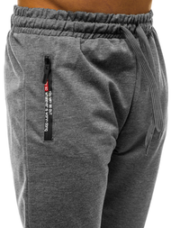 Pantaloni de trening bărbaţi gri închis JS/XW005S