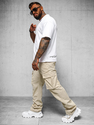 Pantaloni cargo relaxed bărbaţi bej OZONEE O/G3179Z