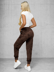 Pantaloni de trening din catifea femei ciocolată OZONEE JS/92K527/160