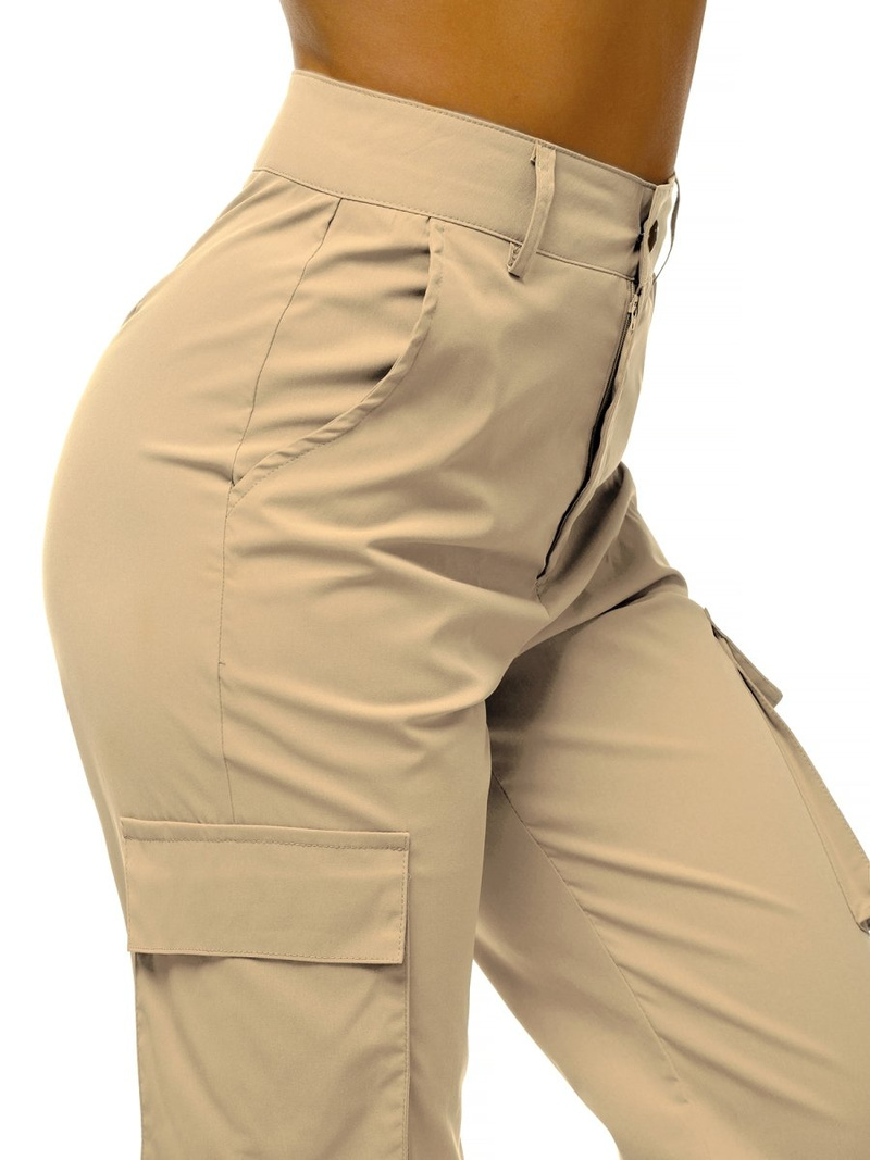 Pantaloni jogger pentru femei bej OZONEE O/HM002