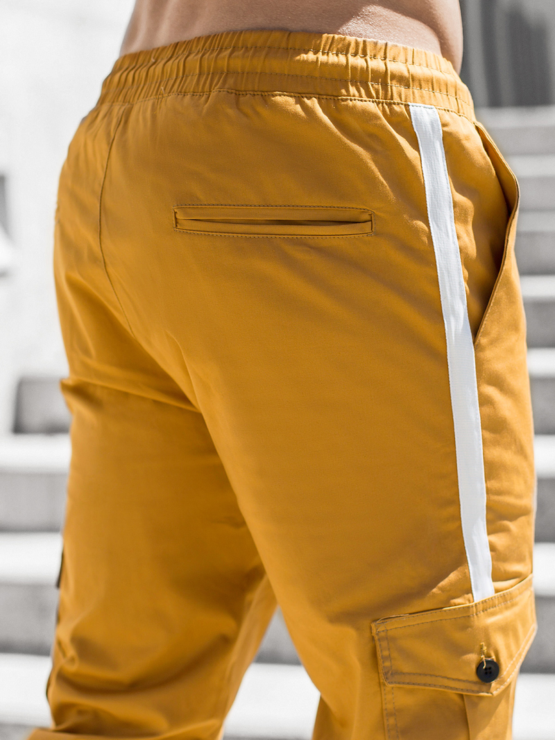 Pantaloni chino jogger pentru bărbați camel OZONEE DJ/5580