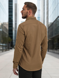 Cămașă bărbați maro OZONEE V/V187