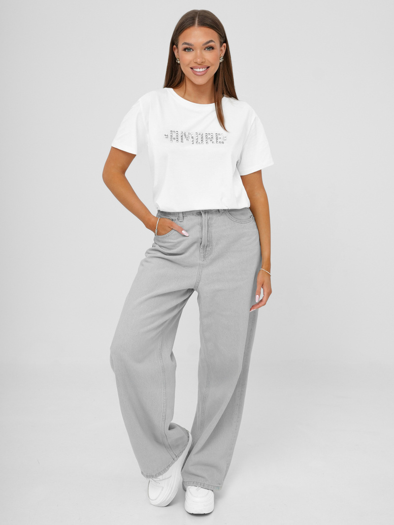 Tricou femei alb-argintiu OZONEE JS/YJ77716