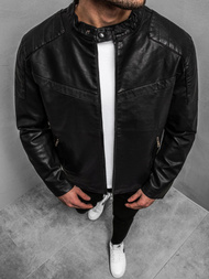 Geacă de piele bărbați neagră OZONEE JB/JP1128Z