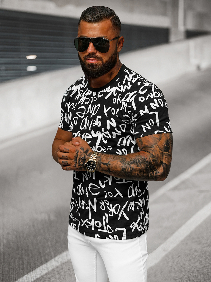 Tricou bărbați negru OZONEE O/T1268/3