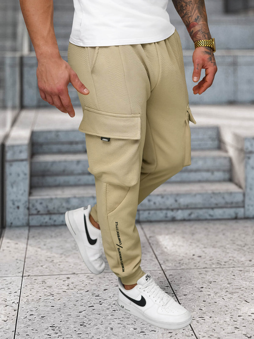 Pantaloni de trening bărbaţi bej OZONEE O/FF5026
