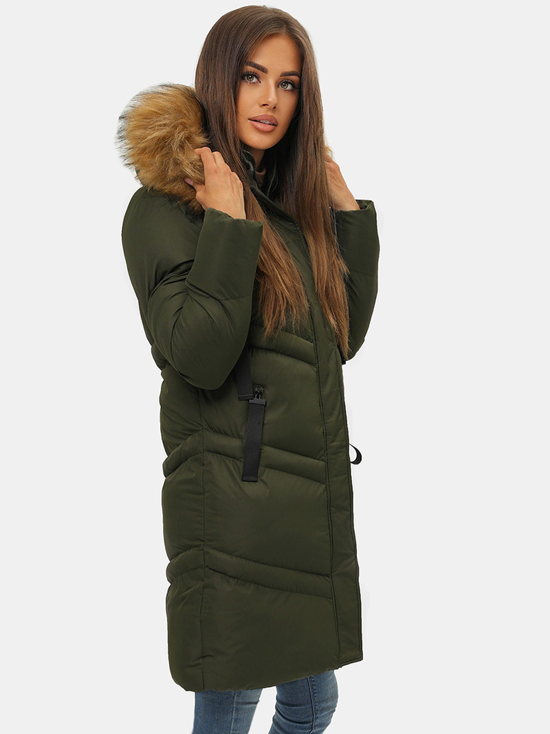 Geacă de iarnă parka femei verde închis OZONEE JS/M731/136