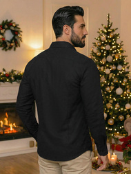 Cămașă bărbați neagră OZONEE O/V125Z