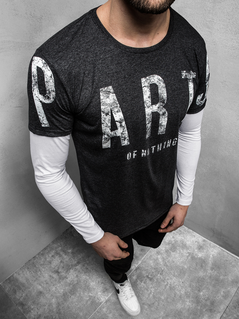 Tricou cu mânecă lungă antracit OZONEE O/1292Z