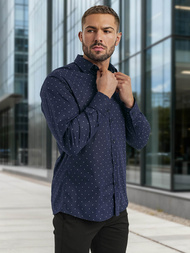 Cămașă bărbați albastru marin OZONEE V/V181