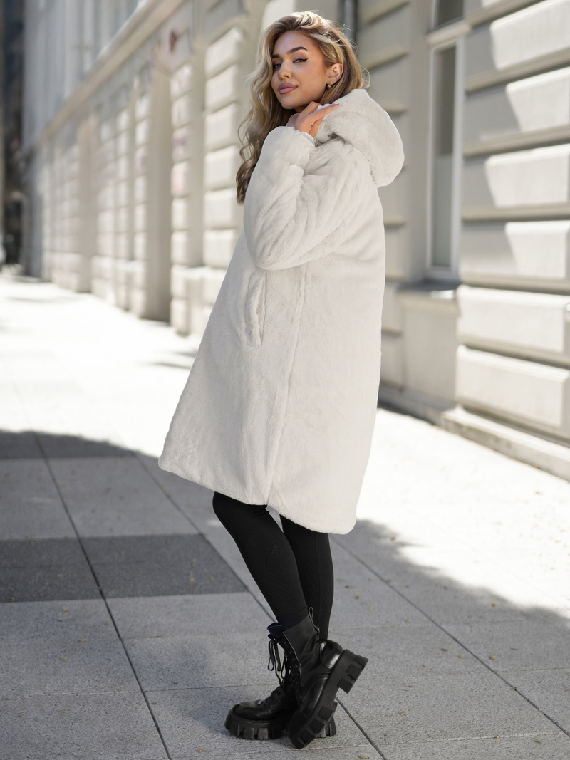 Geacă lungă de iarnă pentru femei écru OZONEE JS/5M3352/280