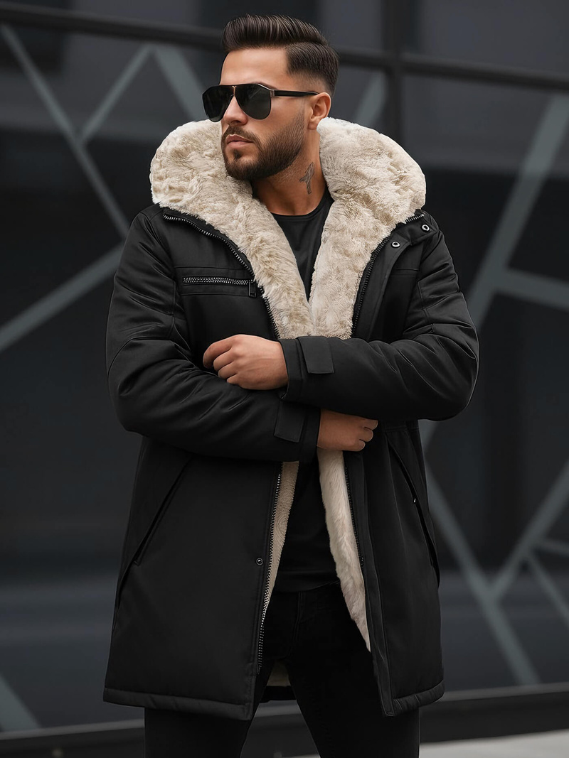 Geacă de iarnă parka bărbați neagră OZONEE JS/22M316/392Z