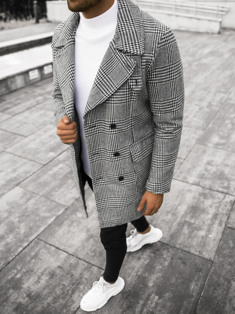 Palton bărbați negru-alb OZONEE JS/JP1192