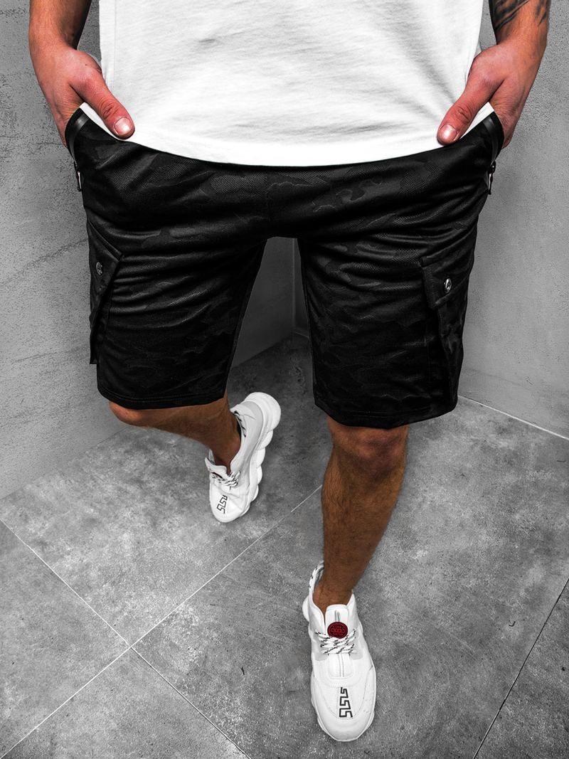 Pantaloni scurți sport bărbați negri OZONEE O/33919Z
