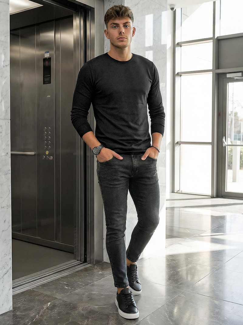 Blugi bărbaţi negri OZONEE O/JK2918Z