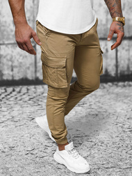 Pantaloni chino jogger pentru bărbați bej OZONEE NB/MP0202K