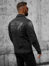 Jachetă de blugi bărbați neagră OZONEE NB/MJ506NZ