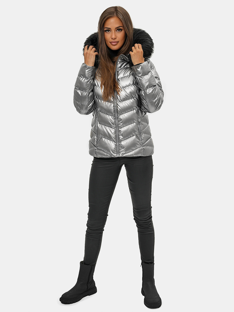Geacă de iarnă damă argintiu OZONEE JS/M773/401