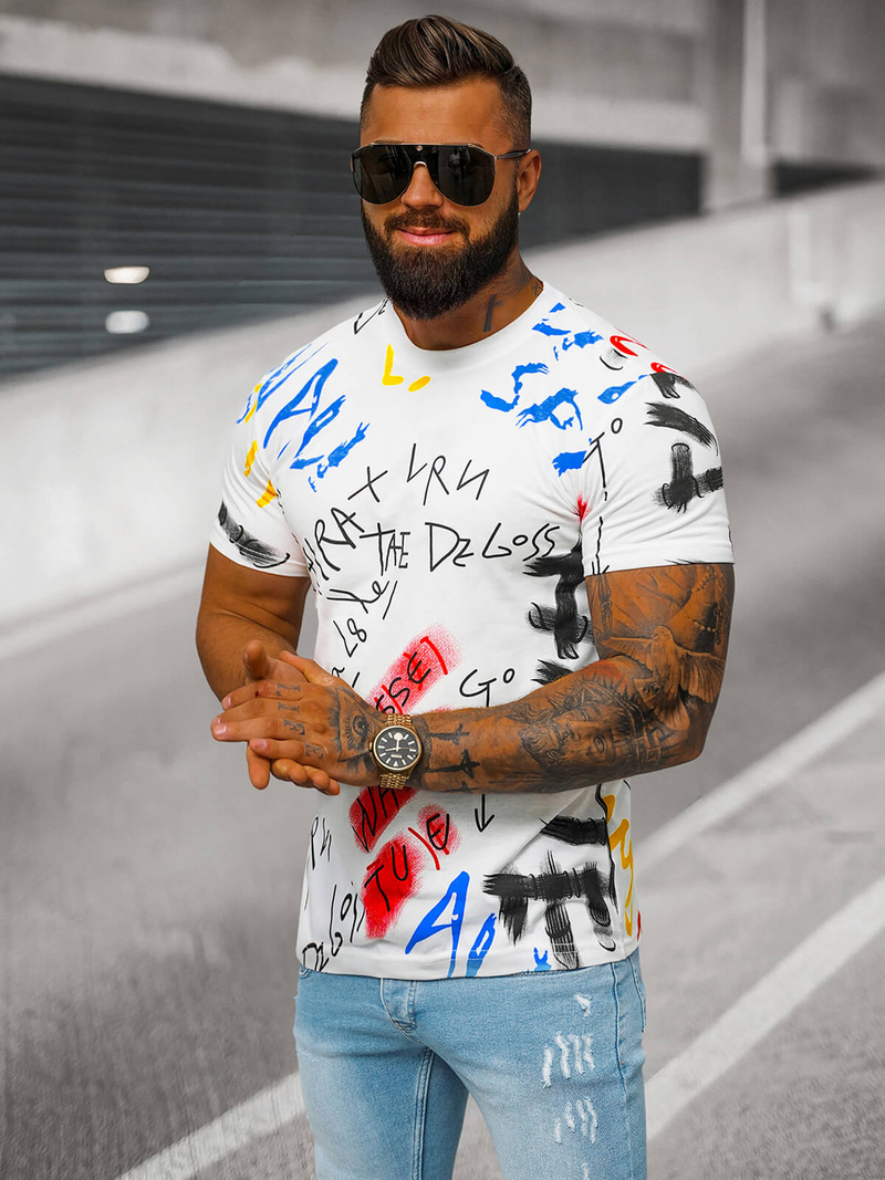 Tricou bărbați alb OZONEE JS/8T1211/1