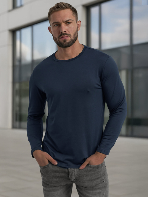 Tricou cu mânecă lungă bărbați albastru marin OZONEE JS/DB71/5