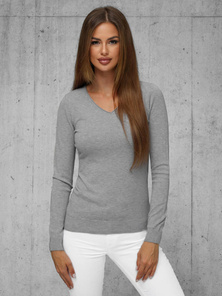 Pulover de dama gri închis OZONEE JS/8006/3