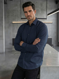 Cămașă bărbați albastru marin OZONEE V/V188Z