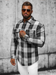 Cămașă bărbați neagră OZONEE NB/MC727N