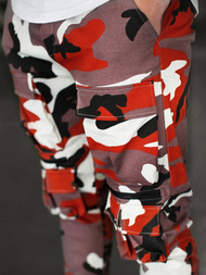 Pantaloni chino jogger pentru bărbați visiniu-bej OZONEE G/2787