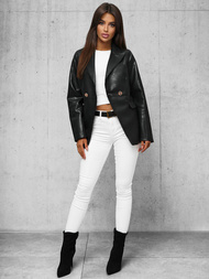 Geacă de piele pentru femei neagră OZONEE JS/11Z8121Z