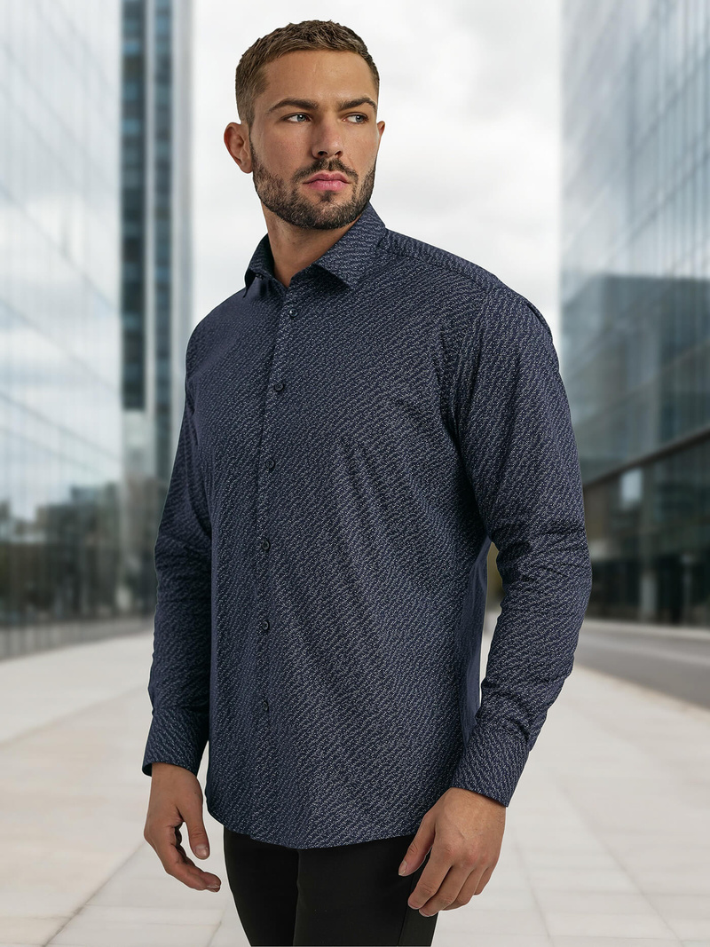 Cămașă bărbați albastru marin OZONEE V/V186