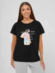 Tricou femei negri OZONEE JS/95T2573/3