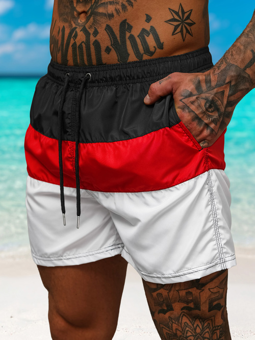 Pantaloni scurti de baie bărbați negri/albi OZONEE JS/17K567/3