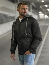 Jachetă bărbați neagră OZONEE JS/8M986/392Z