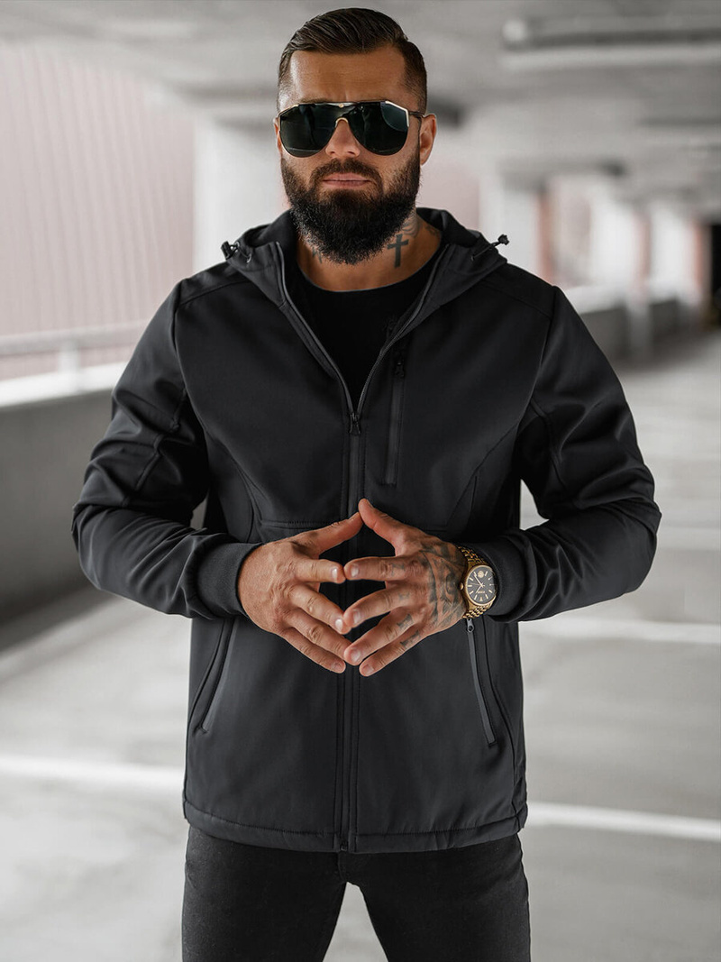 Jachetă bărbați softshell negru OZONEE JS/27B6529/3Z
