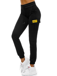 Pantaloni de training femei negri-galben OZONEE O/82320