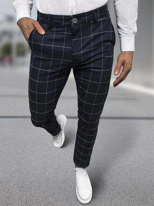 Pantaloni chino bărbaţi albaștri OZONEE DJ/5505