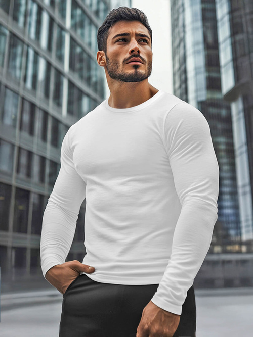 Tricou cu mânecă lungă alb OZONEE JS/2088