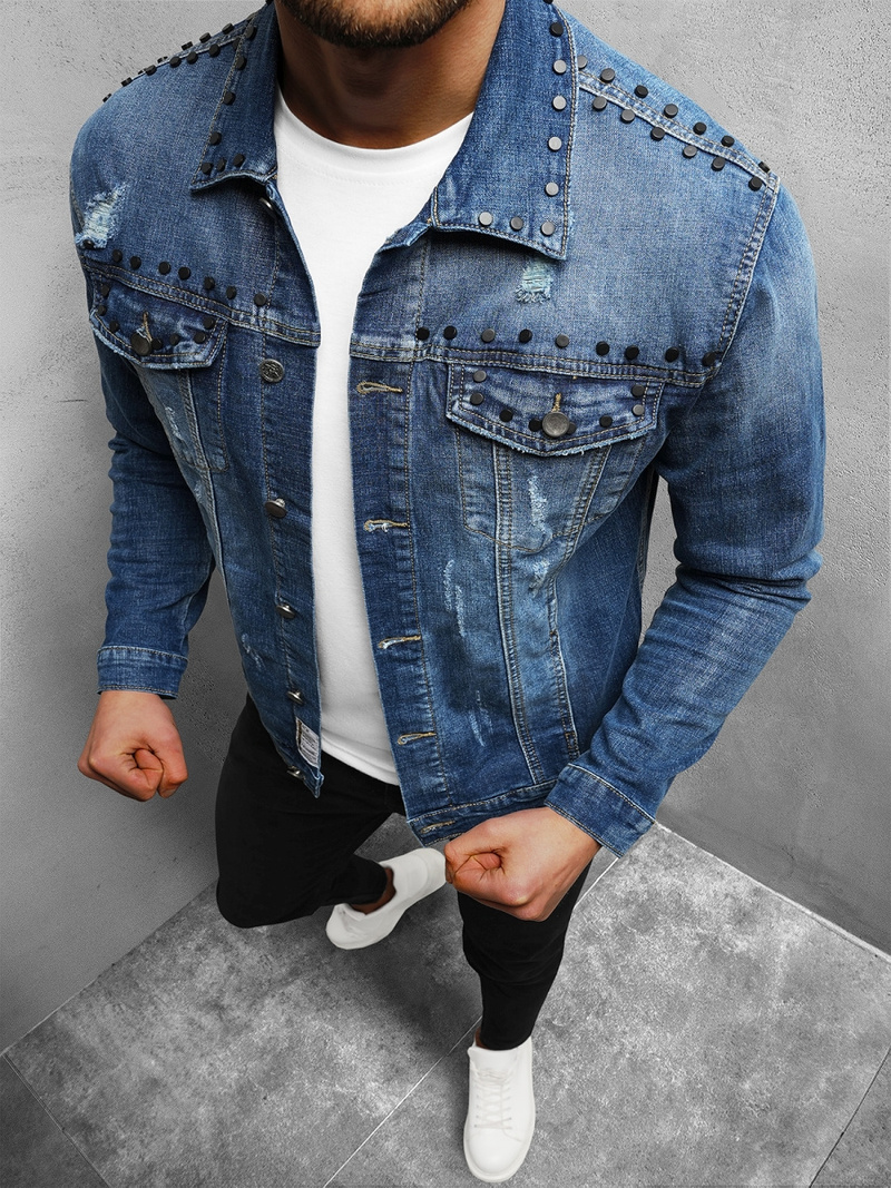 Jachetă de blugi bărbați albastră OZONEE NB/MJ504B