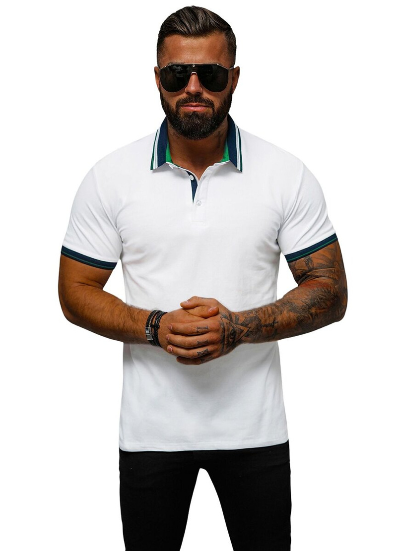 Tricou polo bărbați albă OZONEE O/DA729