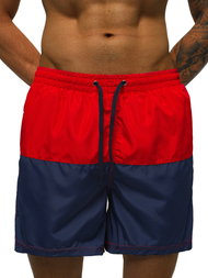 Pantaloni scurti de baie bărbați roșu și bleumarin OZONEE JS/HM062