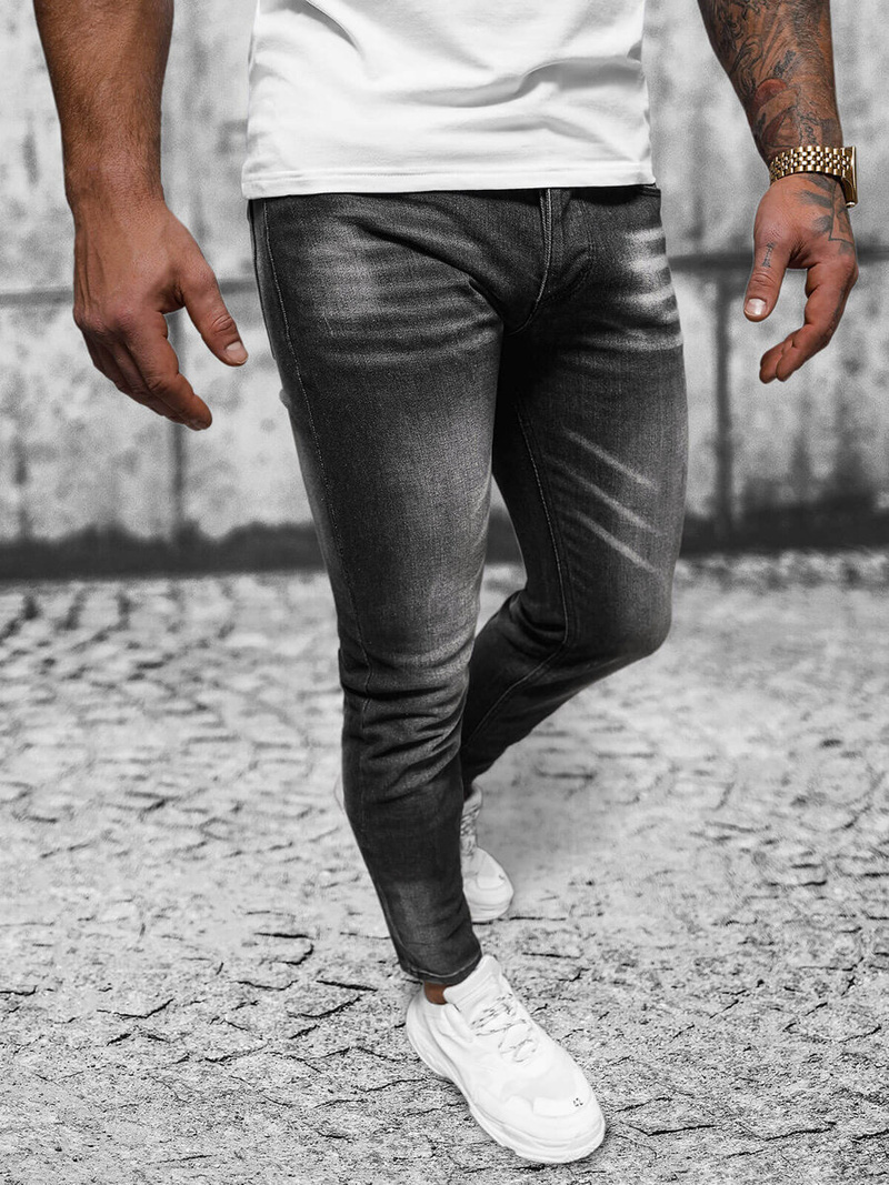 Blugi bărbaţi negri OZONEE NB/MP0199N