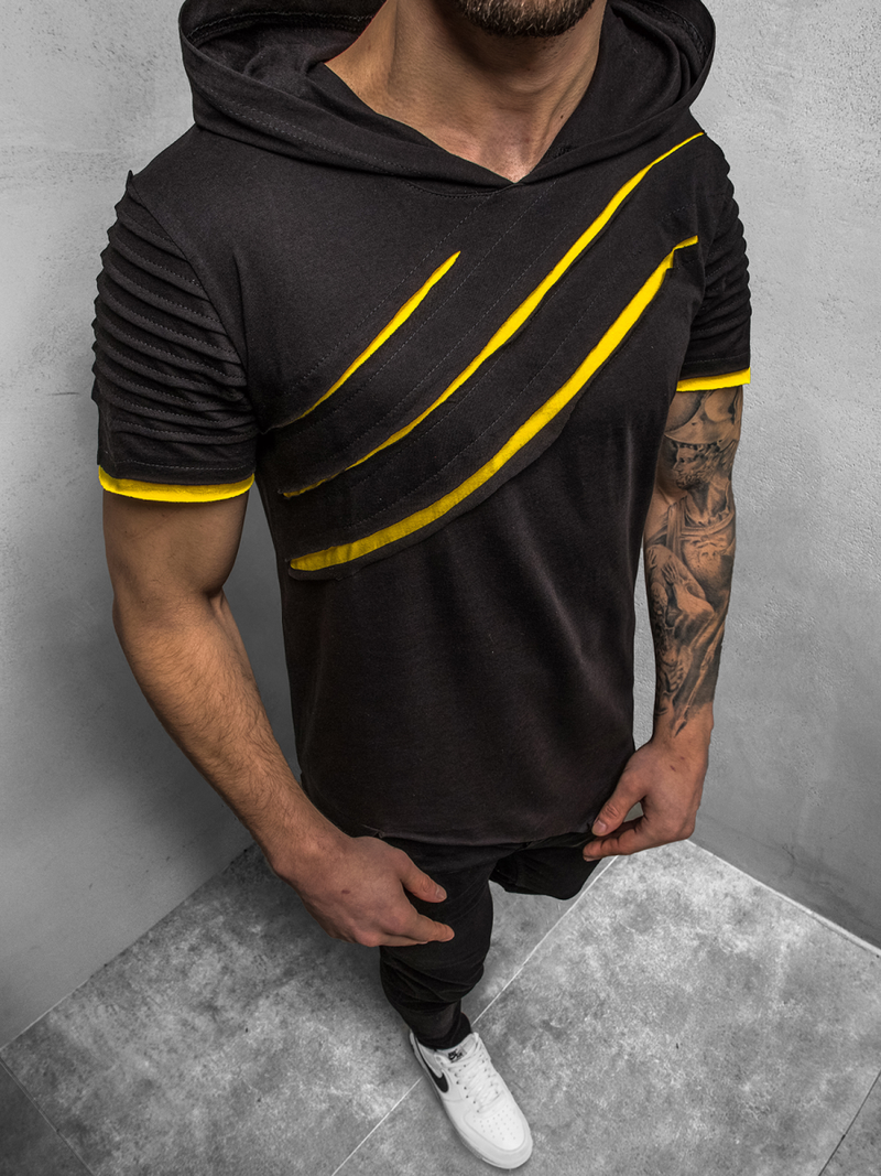 Tricou bărbați negru-galben OZONEE O/1187XZ